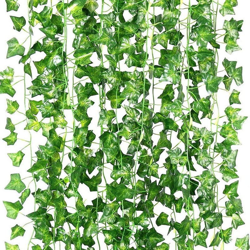ZWYOQI 168 Feet Artificial Ivy Leaf Plants Fake Vine Hanging Garland Greenery Foliage for Home Kitchen Garden Office Wedding Wall Decor (Ivy/24 Strands) - Image 1